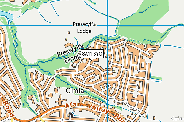 SA11 3YG map - OS VectorMap District (Ordnance Survey)