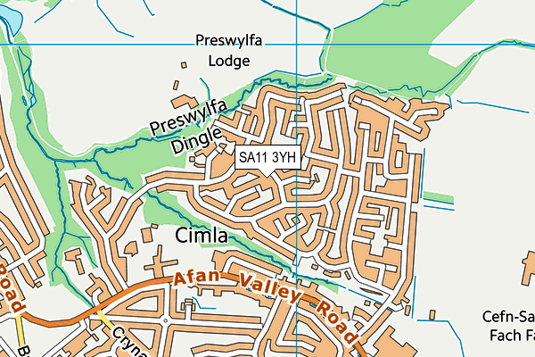 SA11 3YH map - OS VectorMap District (Ordnance Survey)