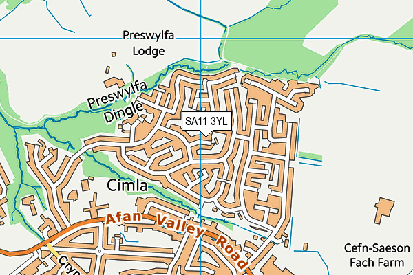 SA11 3YL map - OS VectorMap District (Ordnance Survey)