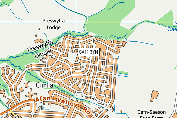 SA11 3YN map - OS VectorMap District (Ordnance Survey)