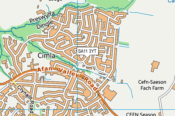 SA11 3YT map - OS VectorMap District (Ordnance Survey)
