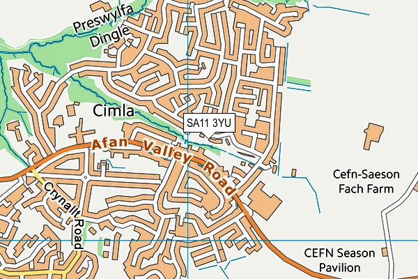 SA11 3YU map - OS VectorMap District (Ordnance Survey)