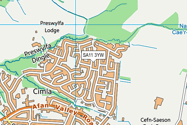 SA11 3YW map - OS VectorMap District (Ordnance Survey)
