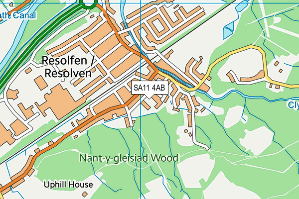 Ynysfach Primary School map (SA11 4AB) - OS VectorMap District (Ordnance Survey)