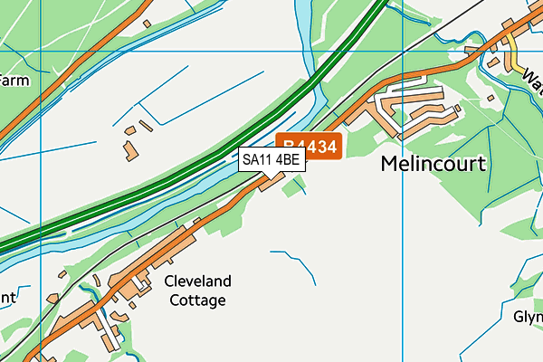 SA11 4BE map - OS VectorMap District (Ordnance Survey)