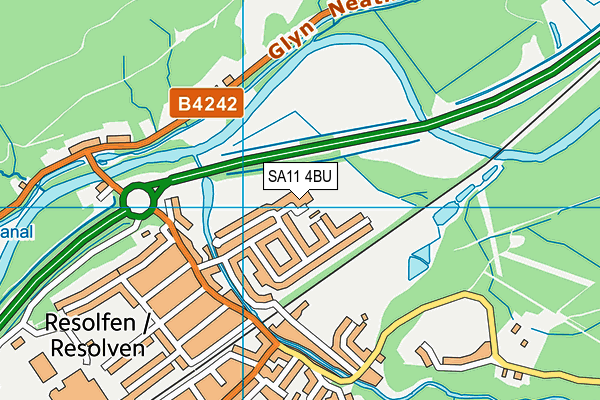 SA11 4BU map - OS VectorMap District (Ordnance Survey)