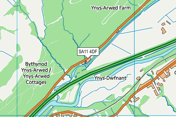 SA11 4DF map - OS VectorMap District (Ordnance Survey)