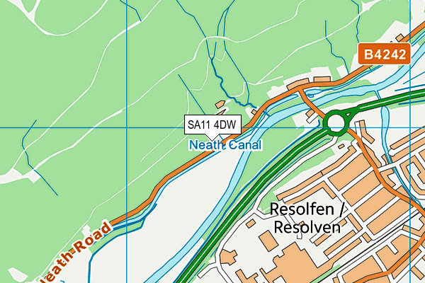 SA11 4DW map - OS VectorMap District (Ordnance Survey)