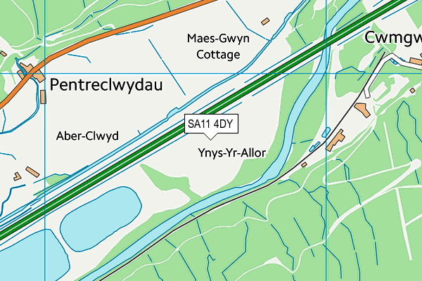 SA11 4DY map - OS VectorMap District (Ordnance Survey)