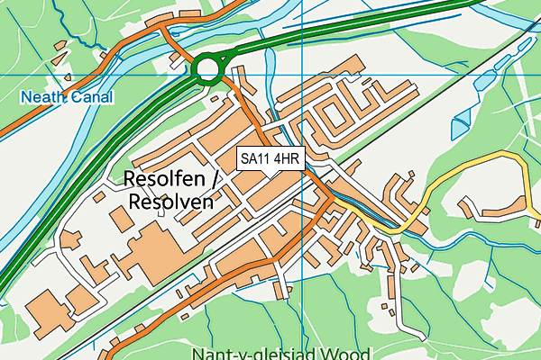 SA11 4HR map - OS VectorMap District (Ordnance Survey)