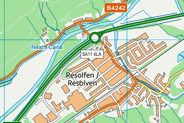 SA11 4LA map - OS VectorMap District (Ordnance Survey)