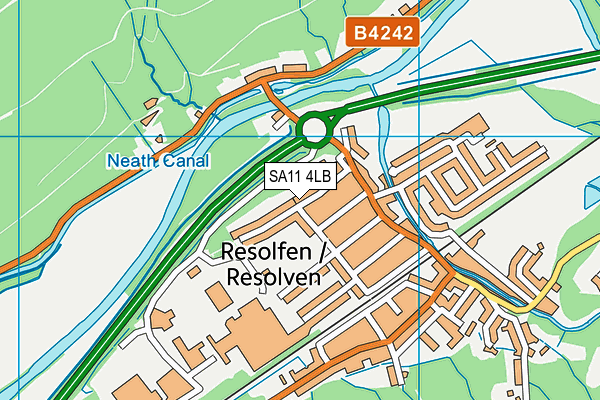 SA11 4LB map - OS VectorMap District (Ordnance Survey)