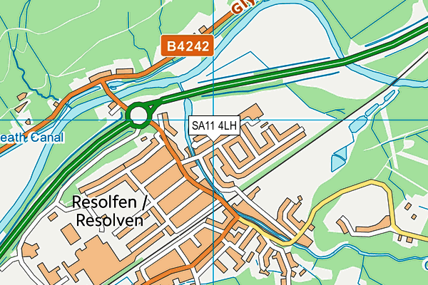 SA11 4LH map - OS VectorMap District (Ordnance Survey)