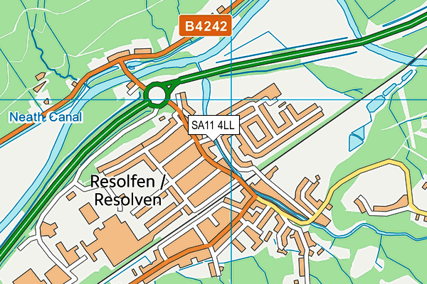 SA11 4LL map - OS VectorMap District (Ordnance Survey)