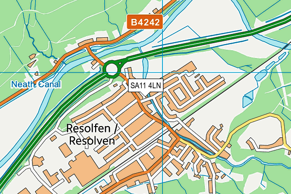 SA11 4LN map - OS VectorMap District (Ordnance Survey)