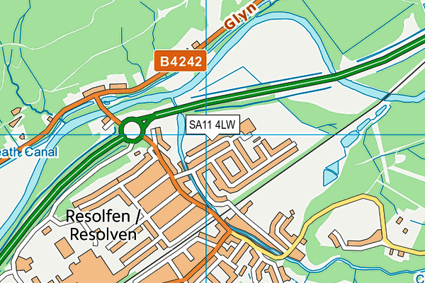 SA11 4LW map - OS VectorMap District (Ordnance Survey)