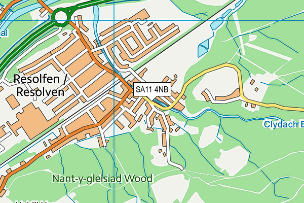 SA11 4NB map - OS VectorMap District (Ordnance Survey)