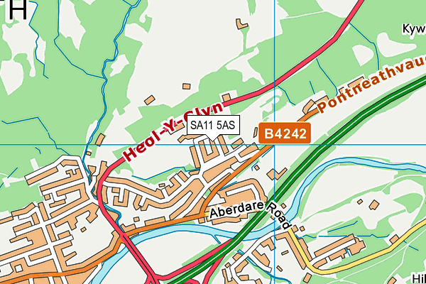 SA11 5AS map - OS VectorMap District (Ordnance Survey)