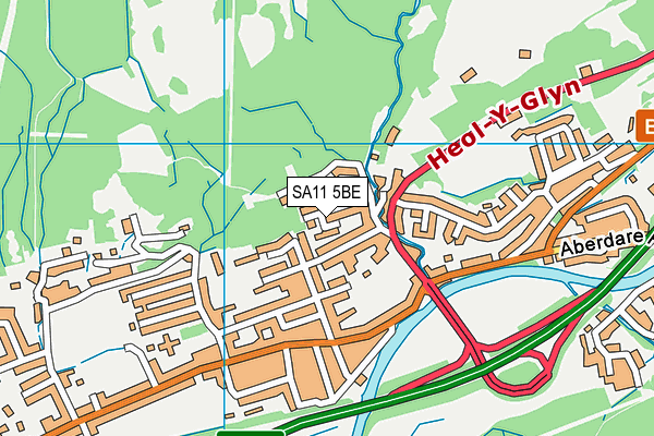 SA11 5BE map - OS VectorMap District (Ordnance Survey)
