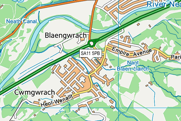 SA11 5PB map - OS VectorMap District (Ordnance Survey)