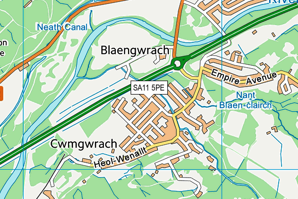 SA11 5PE map - OS VectorMap District (Ordnance Survey)