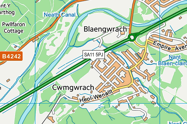 SA11 5PJ map - OS VectorMap District (Ordnance Survey)