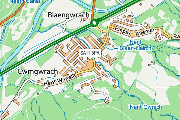 SA11 5PR map - OS VectorMap District (Ordnance Survey)