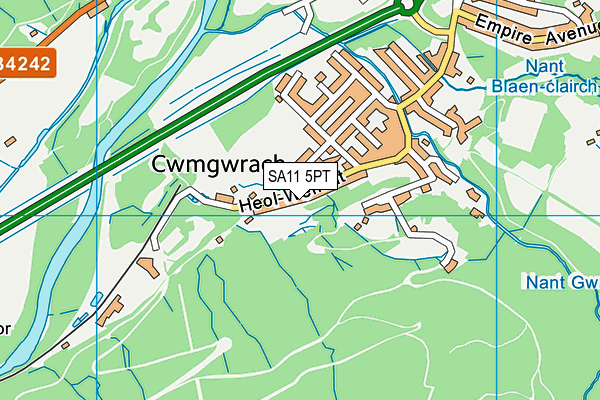 SA11 5PT map - OS VectorMap District (Ordnance Survey)