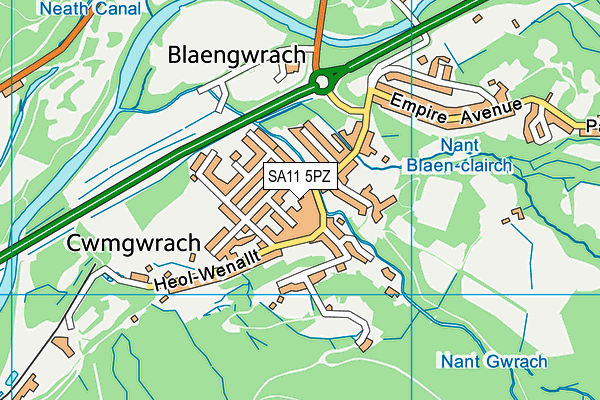 SA11 5PZ map - OS VectorMap District (Ordnance Survey)