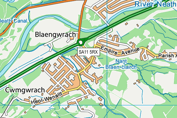 SA11 5RX map - OS VectorMap District (Ordnance Survey)