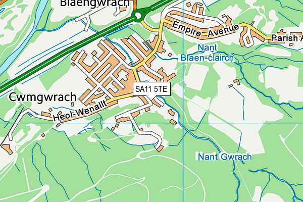 SA11 5TE map - OS VectorMap District (Ordnance Survey)