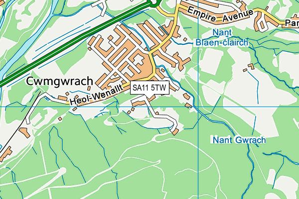 SA11 5TW map - OS VectorMap District (Ordnance Survey)