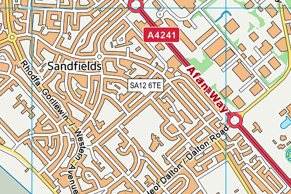 SA12 6TE map - OS VectorMap District (Ordnance Survey)