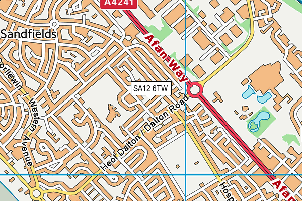 SA12 6TW map - OS VectorMap District (Ordnance Survey)