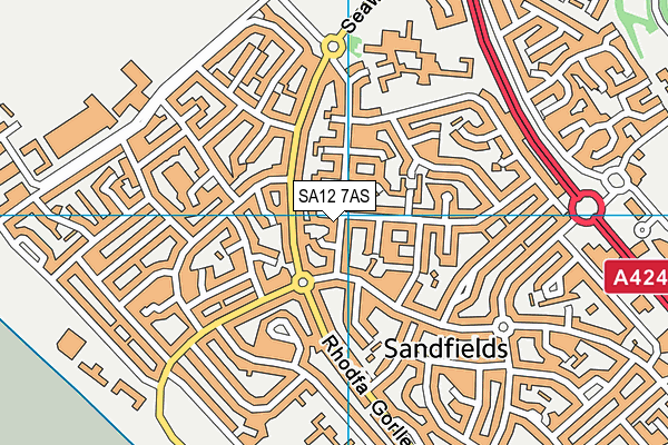 SA12 7AS map - OS VectorMap District (Ordnance Survey)