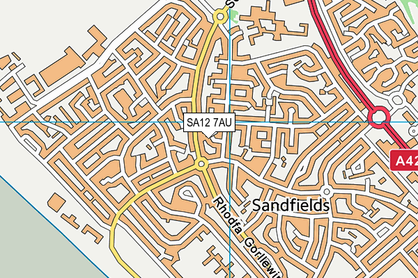 SA12 7AU map - OS VectorMap District (Ordnance Survey)