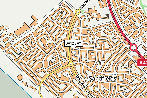 SA12 7AY map - OS VectorMap District (Ordnance Survey)