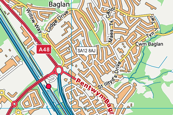 SA12 8AJ map - OS VectorMap District (Ordnance Survey)