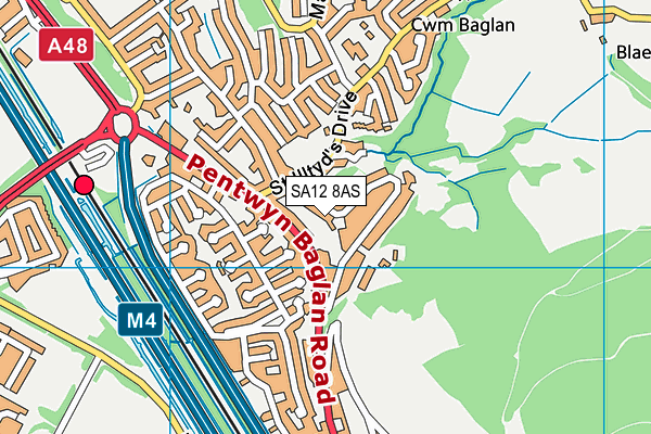 SA12 8AS map - OS VectorMap District (Ordnance Survey)