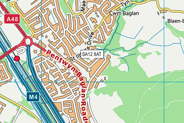 SA12 8AT map - OS VectorMap District (Ordnance Survey)