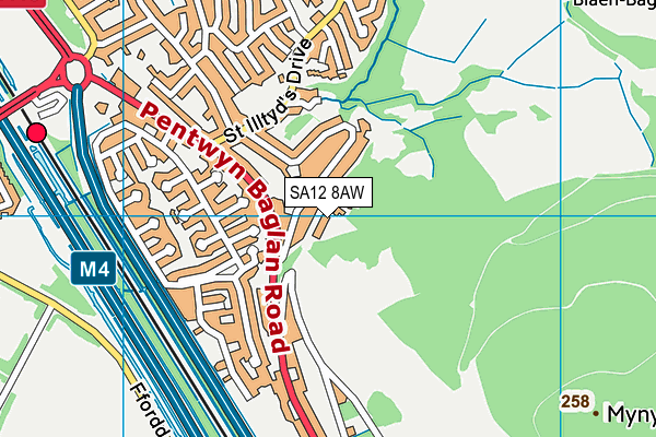 SA12 8AW map - OS VectorMap District (Ordnance Survey)