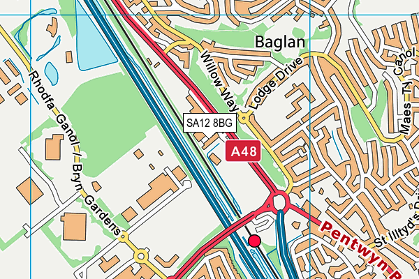 SA12 8BG map - OS VectorMap District (Ordnance Survey)