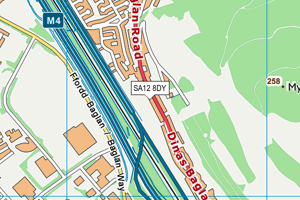 SA12 8DY map - OS VectorMap District (Ordnance Survey)