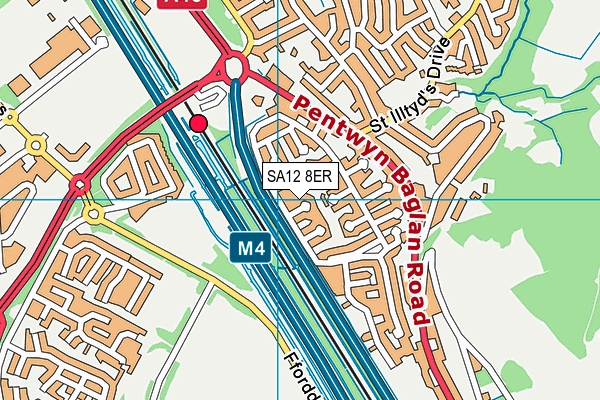 SA12 8ER map - OS VectorMap District (Ordnance Survey)