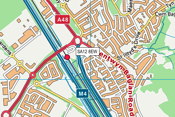 SA12 8EW map - OS VectorMap District (Ordnance Survey)