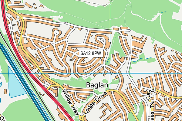 SA12 8PW map - OS VectorMap District (Ordnance Survey)