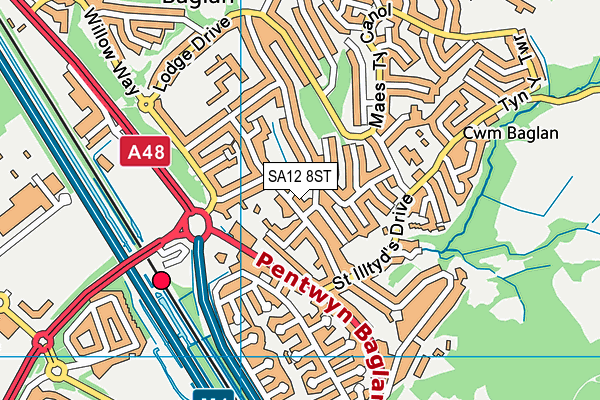 SA12 8ST map - OS VectorMap District (Ordnance Survey)