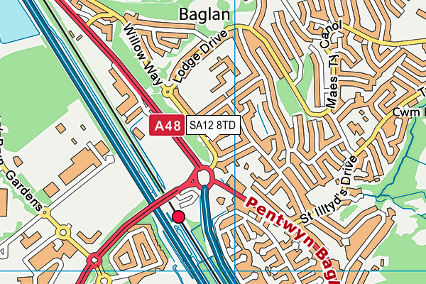 SA12 8TD map - OS VectorMap District (Ordnance Survey)