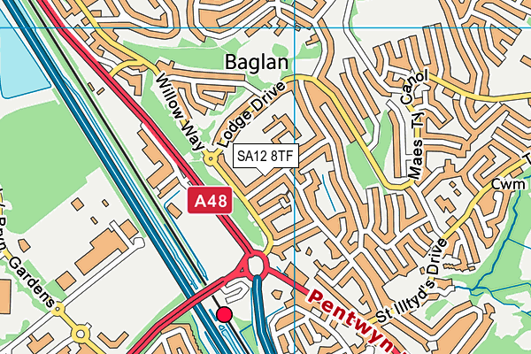 Baglan Primary School map (SA12 8TF) - OS VectorMap District (Ordnance Survey)
