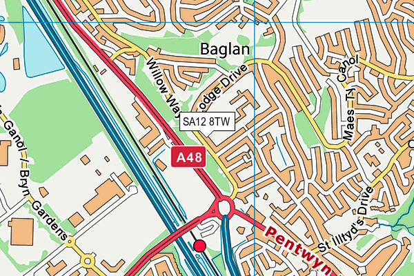 SA12 8TW map - OS VectorMap District (Ordnance Survey)